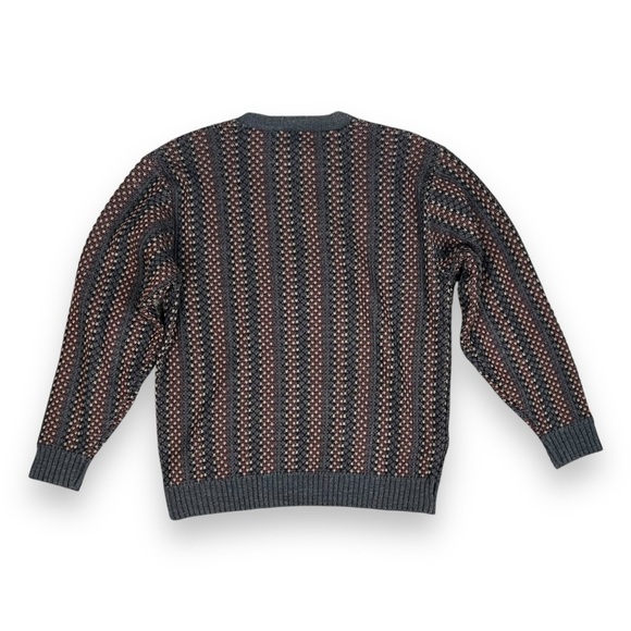 Vintage Munsingwear Sweater Dark Brown Knit Geometric Grandpa Retro Sz M - Picture 4 of 4